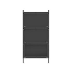 Bakers Rack with Cabinet,Bread Rack Coffee Station Microwaves Rack Storage Rack,4 Tier Kitchen Organizer Shelf for Dishes,Wine,Pots and Pans (Black)
