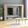TV Cabinet White and Sonoma Oak 59.8"x8.7"x44.5" Engineered Wood
