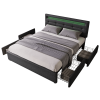 Bed Frame Queen Size, Upholstered Platform Bed Frame with 4 Storage Drawers and LED Lights & Adjustable Headboard,No Box Spring Needed,Grey
