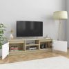TV Cabinet White and Sonoma Oak 47.2"x11.8"x14" Engineered Wood