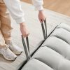 Modern Velvet Loveseat Futon Sofa Couch Pullout Bed, Small Love Seat Lounge Sofa w/Reclining Backrest, Toss Pillows, Pockets, Furniture for Living Roo