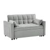 Modern Velvet Loveseat Futon Sofa Couch Pullout Bed, Small Love Seat Lounge Sofa w/Reclining Backrest, Toss Pillows, Pockets, Furniture for Living Roo
