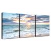 3 panels Framed Canvas Wall Art Decor,3 Pieces Sea Wave Painting Decoration Painting for Chrismas Gift, Office,Dining room,Living room, Bathroom, Bedr