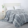 Back Printing Shaved Flannel Plush Blanket, Blue Stripe Blanket for Bed or Sofa, 60" x 80"