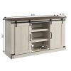 Classic Farmhouse Media TV Stand Transitional Entertainment Console for TV Up to 60" with Sliding Doors and Open Storage Space, Light Gray, 54.5"W*15.