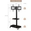 Height and Angle Adjustable Multi-Function Tempered Glass Metal Frame Floor With Lockable Wheels Mobile TV Stand, LCD/Plasma TV bracket 2 Tier Tempere