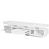 On-Trend TV Stand with 4 Open Shelves, Modern High Gloss Entertainment Center for 75 Inch TV, Universal TV Storage Cabinet with 16-color RGB LED Color