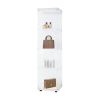 Glass Display Cabinet with 4 Shelves, Curio Cabinets for Living Room, Bedroom, Office, Black Floor Standing Glass Bookshelf, Quick Installation, 64.7*