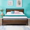 Industrial Platform Full Bed Frame/Mattress Foundation with Rustic Headboard and Footboard, Strong Steel Slat Support, No Box Spring Needed, Noise Fre