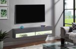 ACME Ximena Floating TV Stand, LED & Gray Finish 91347