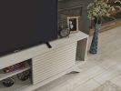 FurnisHome Store Luxia Mid Century Modern Tv Stand 2 Sliding Door Cabinet 2 Shelves 67 inch Tv Unit, Grey