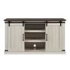 Classic Farmhouse Media TV Stand Transitional Entertainment Console for TV Up to 60" with Sliding Doors and Open Storage Space, Light Gray, 54.5"W*15.