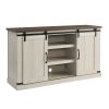 Classic Farmhouse Media TV Stand Transitional Entertainment Console for TV Up to 60" with Sliding Doors and Open Storage Space, Light Gray, 54.5"W*15.