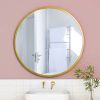 24" Wall Circle Mirror for Bathroom, Gold Round Mirror for Wall, 24inch Hanging Round Mirror for Living Room, Vanity, Bedroom