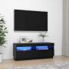 TV Cabinet with LED Lights Black 39.4"x13.8"x15.7"