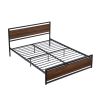 Industrial Platform Full Bed Frame/Mattress Foundation with Rustic Headboard and Footboard, Strong Steel Slat Support, No Box Spring Needed, Noise Fre