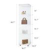 Glass Display Cabinet with 4 Shelves, Curio Cabinets for Living Room, Bedroom, Office, Black Floor Standing Glass Bookshelf, Quick Installation, 64.7*