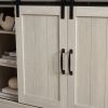Classic Farmhouse Media TV Stand Transitional Entertainment Console for TV Up to 60" with Sliding Doors and Open Storage Space, Light Gray, 54.5"W*15.