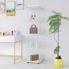Glass Display Cabinet with 4 Shelves, Curio Cabinets for Living Room, Bedroom, Office, Black Floor Standing Glass Bookshelf, Quick Installation, 64.7*