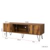 TV Media Stand, 60 inch Wide , Modern Industrial, Living Room Entertainment Center, Storage Shelves and Cabinets, for Flat Screen TVs up to 65 inches