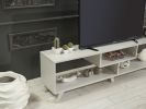 FurnisHome Store Parma Mid Century Modern Tv Stand Open Shelving Entertainment Centre 67 inch Tv Unit, Grey