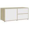 TV Cabinet White and Sonoma Oak 31.5"x13.4"x14.2" Engineered Wood
