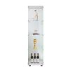 Glass Display Cabinet with 4 Shelves, Curio Cabinets for Living Room, Bedroom, Office, Black Floor Standing Glass Bookshelf, Quick Installation, 64.7*