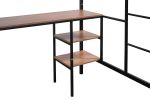 Metal Twin-size Loft Bed with Table & Shelves/ Sturdy Metal Bed Frame/ Noise-free Wood Slat/ Comfortable Textilene Guardrail/ Built-in Table and Shelv