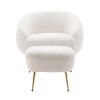 Modern Comfy Leisure Accent Chair; Teddy Short Plush Particle Velvet Armchair with Ottoman for Living Room