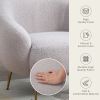 Modern Comfy Leisure Accent Chair; Teddy Short Plush Particle Velvet Armchair with Ottoman for Living Room