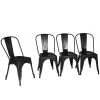 18 Inch Set of 4 Metal Dining Chair with Stackable Design