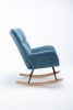 Rocking Chair, Soft Teddy Velvet Fabric Rocking Chair for Nursery, Comfy Wingback Glider Rocker with Safe Solid Wood Base for Living Room Bedroom Balc