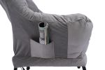 Living Room Chairs Modern Cotton Fabric Lazy Chair, Accent Contemporary Lounge Chair, Single Steel Frame Leisure Sofa Chair with Armrests and A Side P