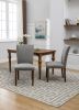 Cotton Linen Dining Chairs Set of 2, Parsons Diner Chairs Upholstered Dining Room Chairs with High Back Padded Dining Chairs with Solid Wood Legs for