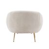 Modern Comfy Leisure Accent Chair; Teddy Short Plush Particle Velvet Armchair with Ottoman for Living Room