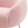 Modern Comfy Leisure Accent Chair; Teddy Short Plush Particle Velvet Armchair with Ottoman for Living Room