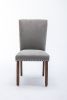 Cotton Linen Dining Chairs Set of 2, Parsons Diner Chairs Upholstered Dining Room Chairs with High Back Padded Dining Chairs with Solid Wood Legs for